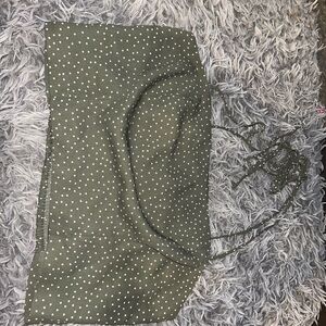 Dynamite Olive Green Polka Dot Crop Top